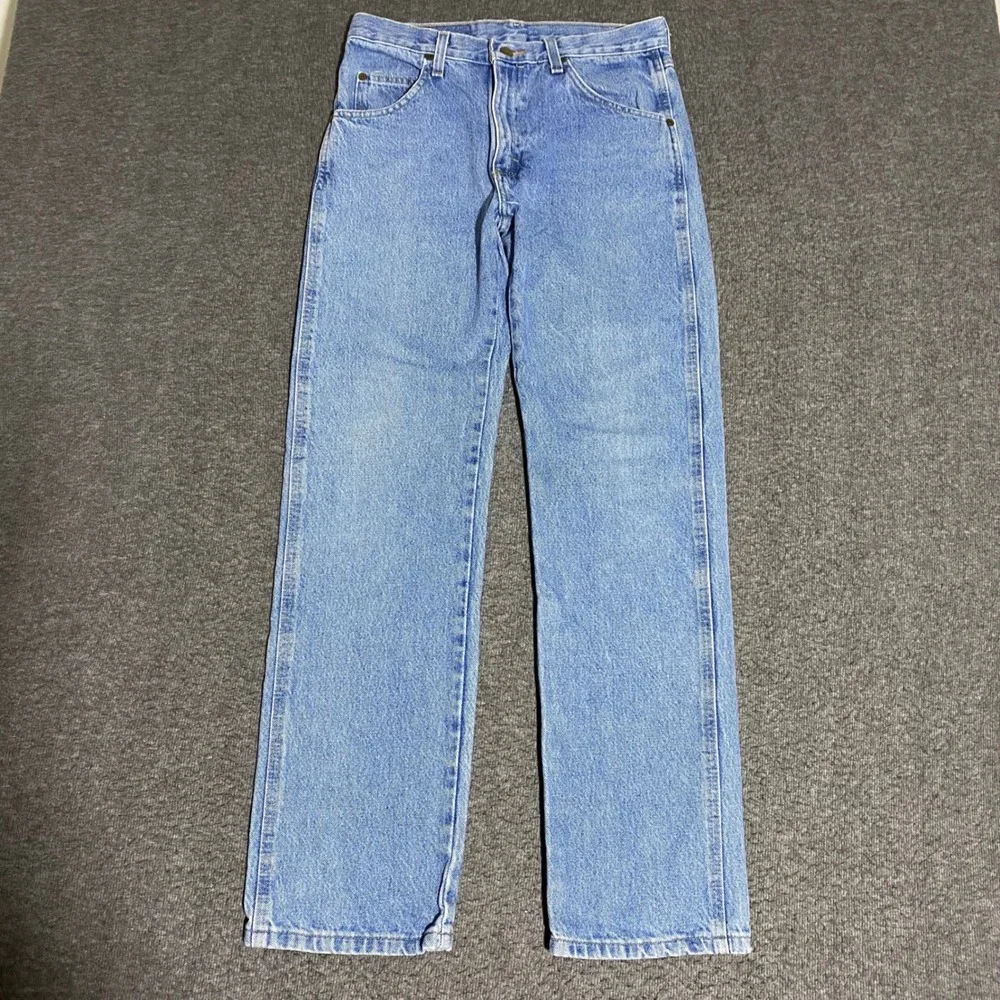 Wrangler 96501DS Mens Light Wash Straight Leg Denim Jeans 30x31 Cotton Western